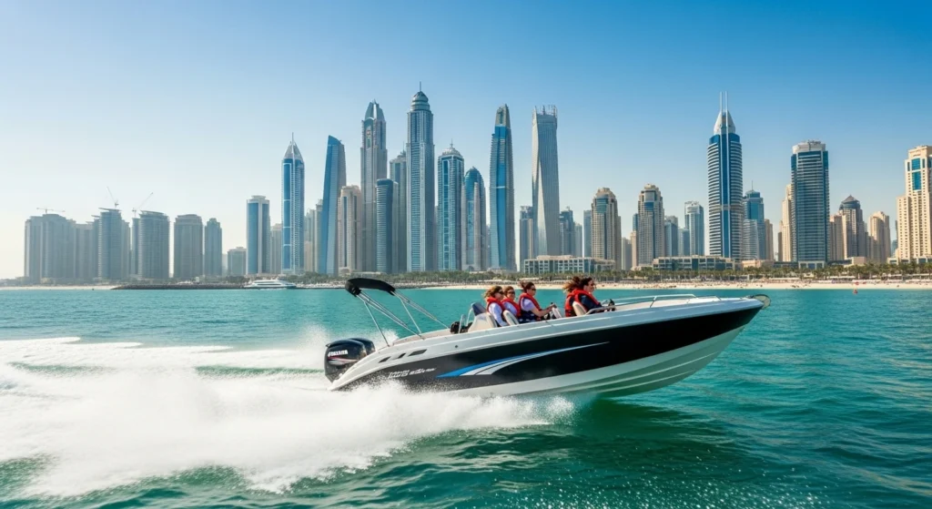 Dubai speedboat tour skyline